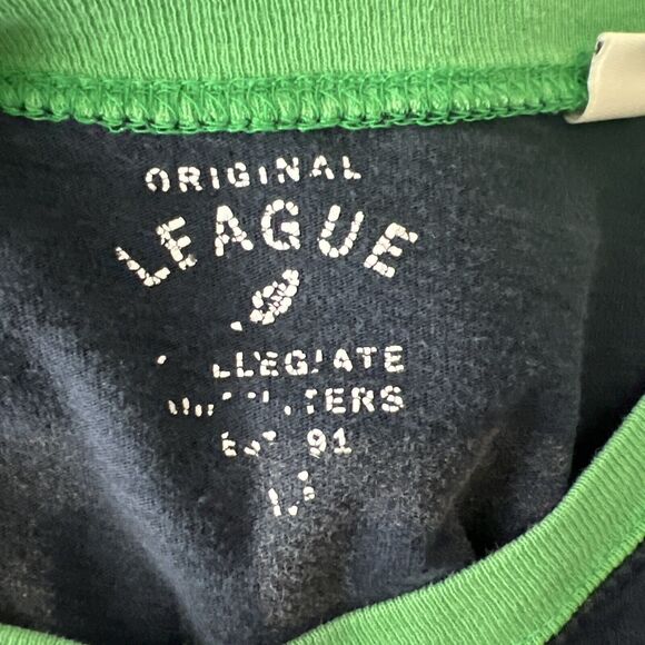 Notre Dame Long Sleeve Shirt Men Medium Green Blue Colorblock Original League - Picture 3 of 14